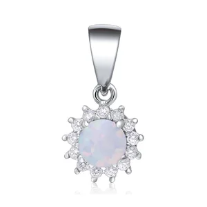 Popular Jewelry 925 Sterling Silver Pendants 3A Cubic Zirconia Hola Shape White Opal Jewelry Pendant