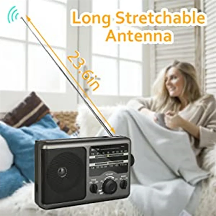 Portable AM FM Radio Battery Operated or AC Power Large Tuning Knob Elder Home Radio