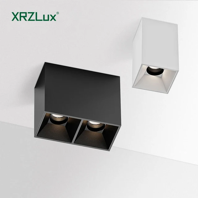 XRZLux 10W 20W Surface Mounted Single Double Head Ceiling Led Downlight Wall Washer Aluminum Downlight Square Ceiling Lights