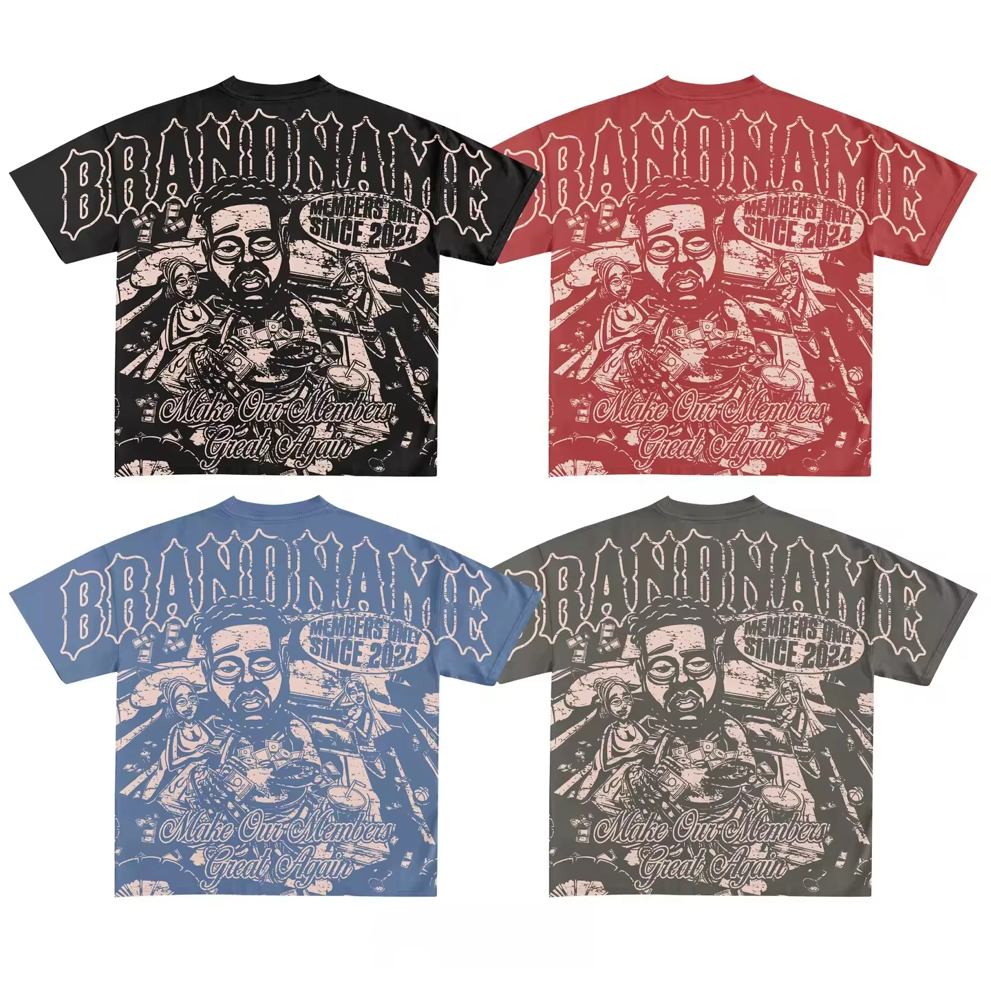 Custom Vintage Screen Print 100% Cotton Distressed Premium Boxy Heavyweigh Oversized Graphic T-shirts for Men gallery 4