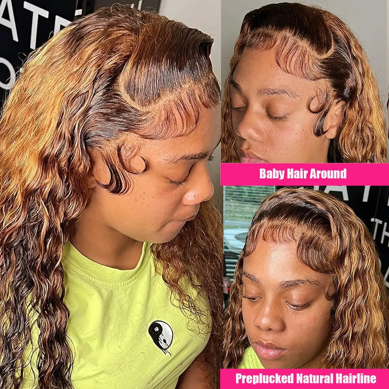 Lace Front Deep Wave Ombre Glueless Wigs_voghion.com