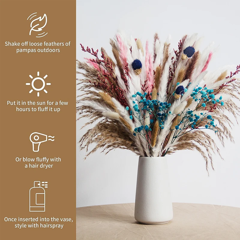 Wholesale Boho Home Decor Small Pampas Grass Bouquet Natural Rabbit Tail Dry Flower Bouquet for Christmas Decor factory