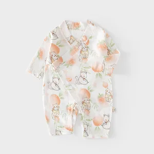 Newborn Infant 100% Cotton Cartoon Pattern Long Sleeve Ultra Thin Baby Romper