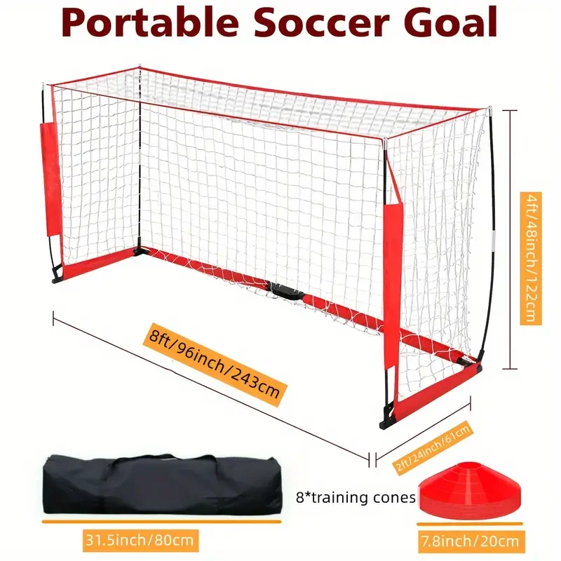 Portable 6x4 Ft Football Soccer Goal Net Set - For Kids & Adults - Match Training & Backyard Fun - Includes Carry Bag (US Seller)