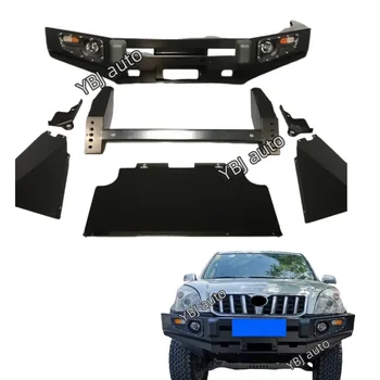 YBJ Car Accessories Black Bull Bar Brush Push Front Bumper For Prado FJ120 2003 - 2009 with light GRJ120 LC120 Bull Bar