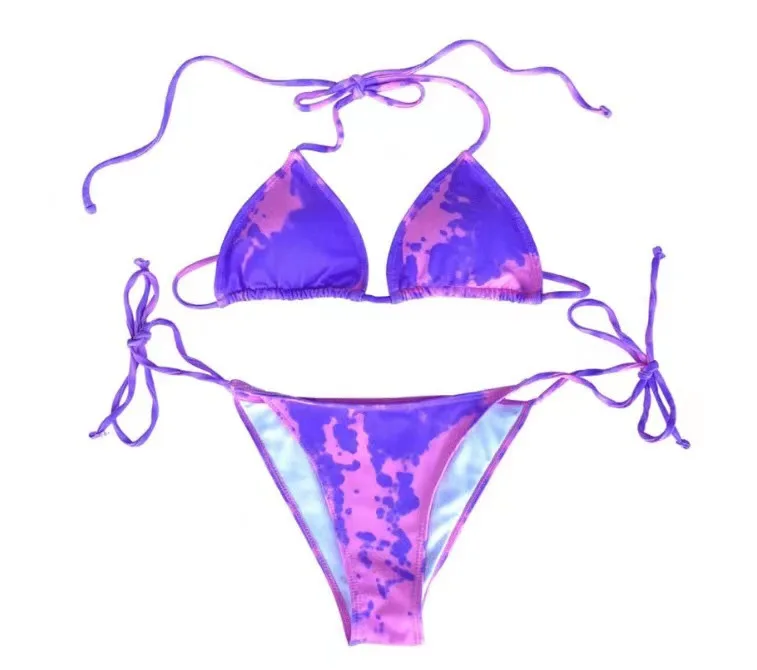 Customize Sexy Color Change  Bikini Set Two Pieces Swimming Temperature Sensitive Swimsuit Solid High Waisted Swimwear