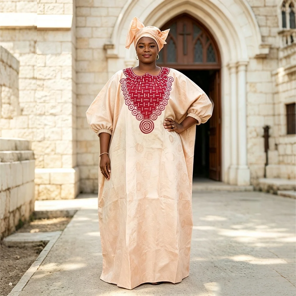 traditional ladies dresses H&d 2026 New Arrivals Couple Outfits African Boubou Women With Rhinestone Embroidery Bazin Riche Dress catching peculiar dress