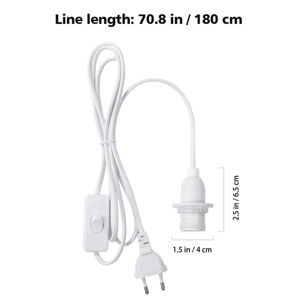 Color: 1.8m wire no teeth; Base Type: E14 Lamp Bases Lamp Bases E27 Full Teeth Switch-Wire EU US plug for LED Bulb Hanglamp Suspension Socket Holder 1.8M Power Cord Cable 