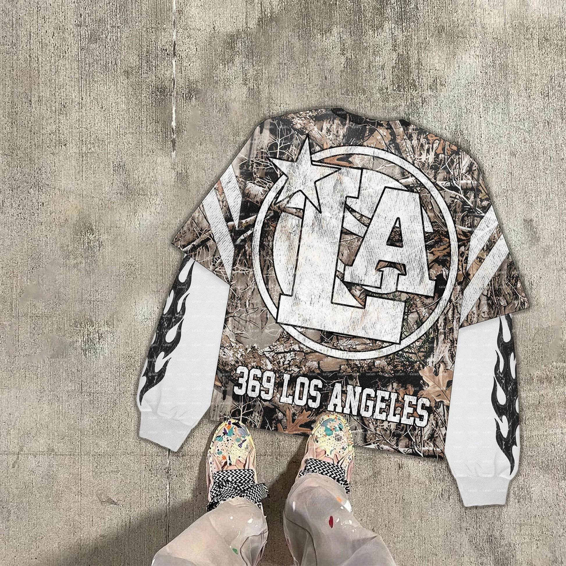 Custom Streetwear Cotton Boxy Tee Print Jersey Tshirt Baggy Camo Real Tree Camo Shirts Double Layer Long Sleeve T-shirts for Men gallery 7
