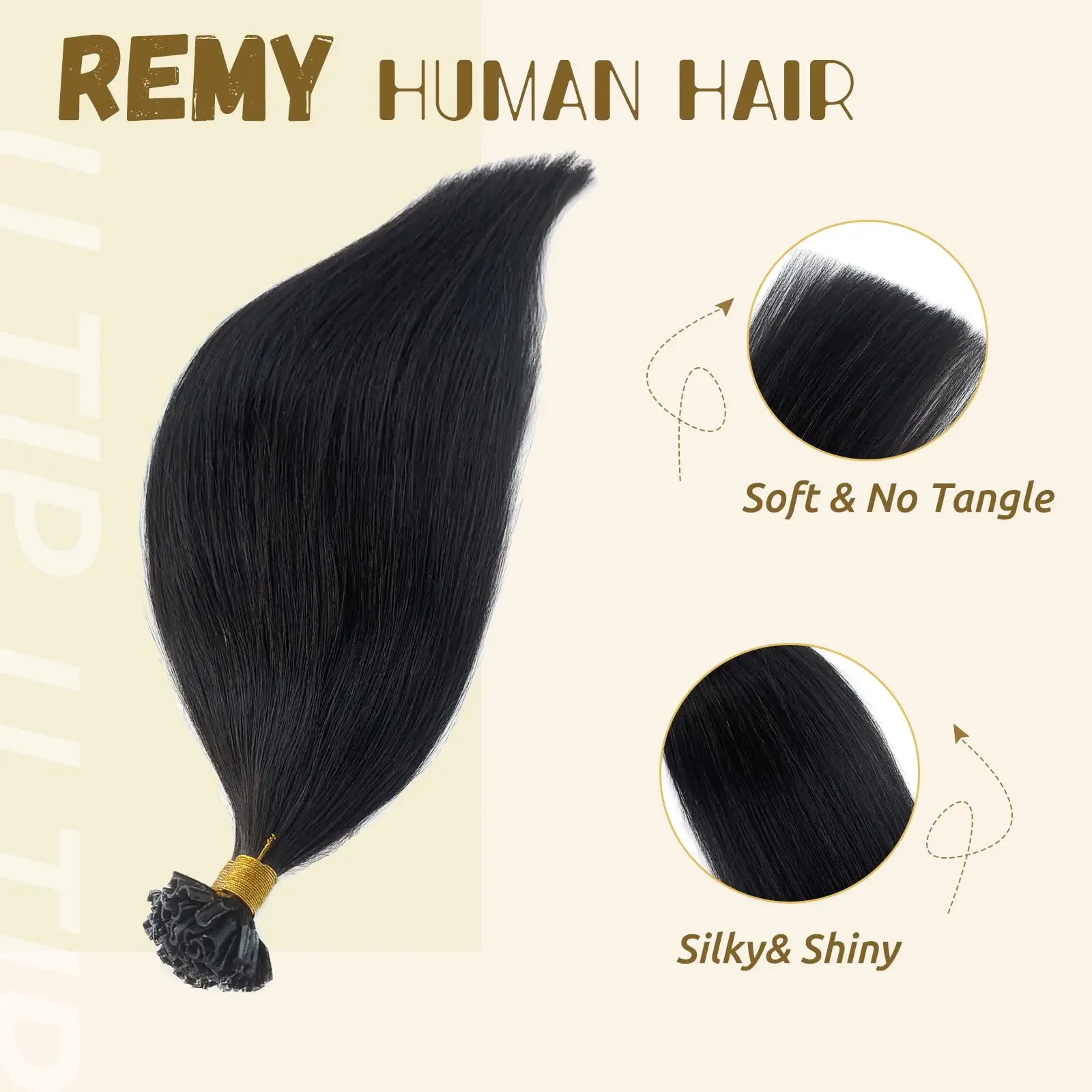 Gerade Keratin U-Tip Remy Echthaar-Extensions 50 Strähnen 50g natürliche Farbe_voghion.com