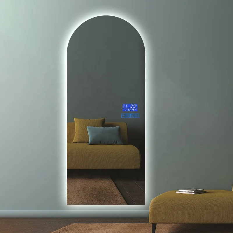 Smart Large Arch Mirror With Led Light Standing Floor Mirror Home Full Body Wall Full Length Mirror for Sale