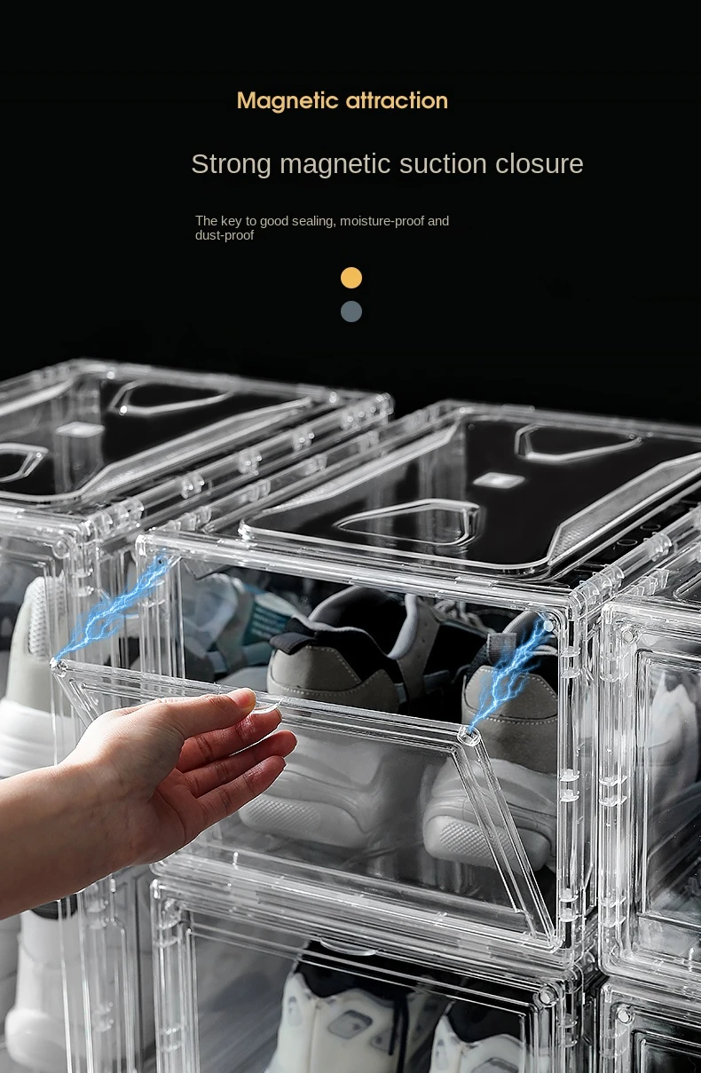 Magnetic Stackable Foldable Plastic Transparent Clear Shoe Container ...