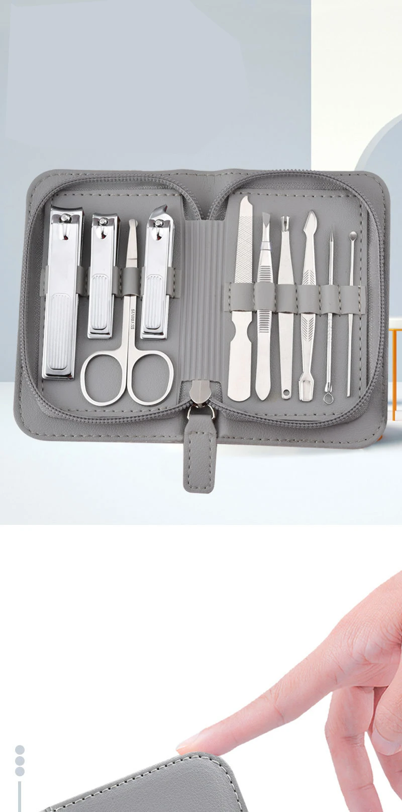 10 Pieces Manicure Set Stainless Steel Manicure Nail Clippers Pedicure Kit  Nail Care Tools with Luxurious Travel Case