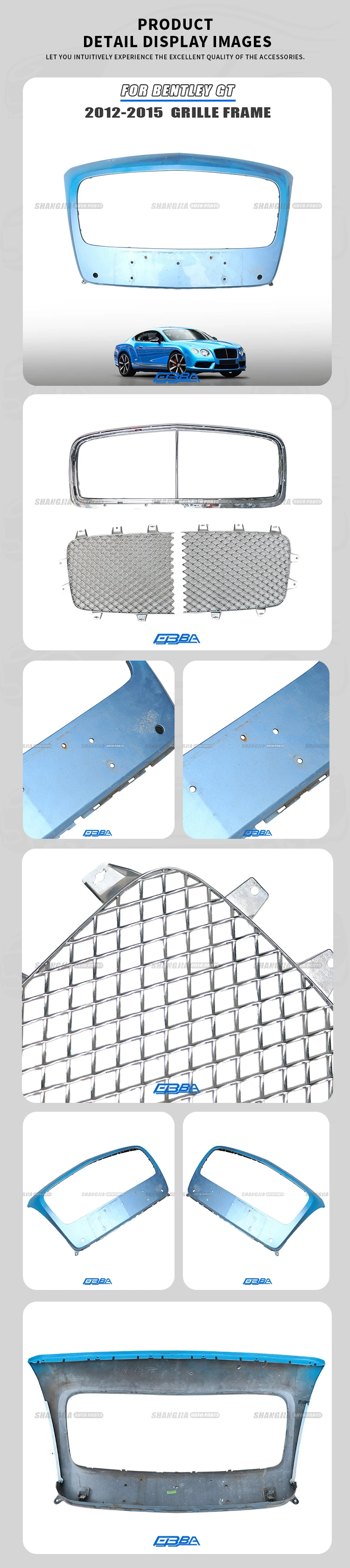 Metal Blue Main Grille Frame For Bentley Continental GT High Quality OEM Auto Parts Aluminum Grilles manufacture