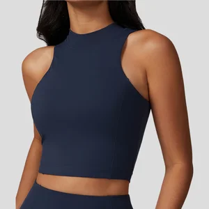 High Quality Lightweight Quick Dry Breathable Sleeveless Yoga Crop Top Soft Gym Activewear with Removable Chest Pad