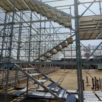Ladder scaffolding for construction, round tubular type ring lock scaffolding