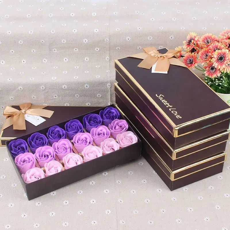 INUNION Popular 18 Pcs Soap Rose Flower Gift Box,Floral Scented Artificial Soap Rose Petals for Valentine's Day Christmas