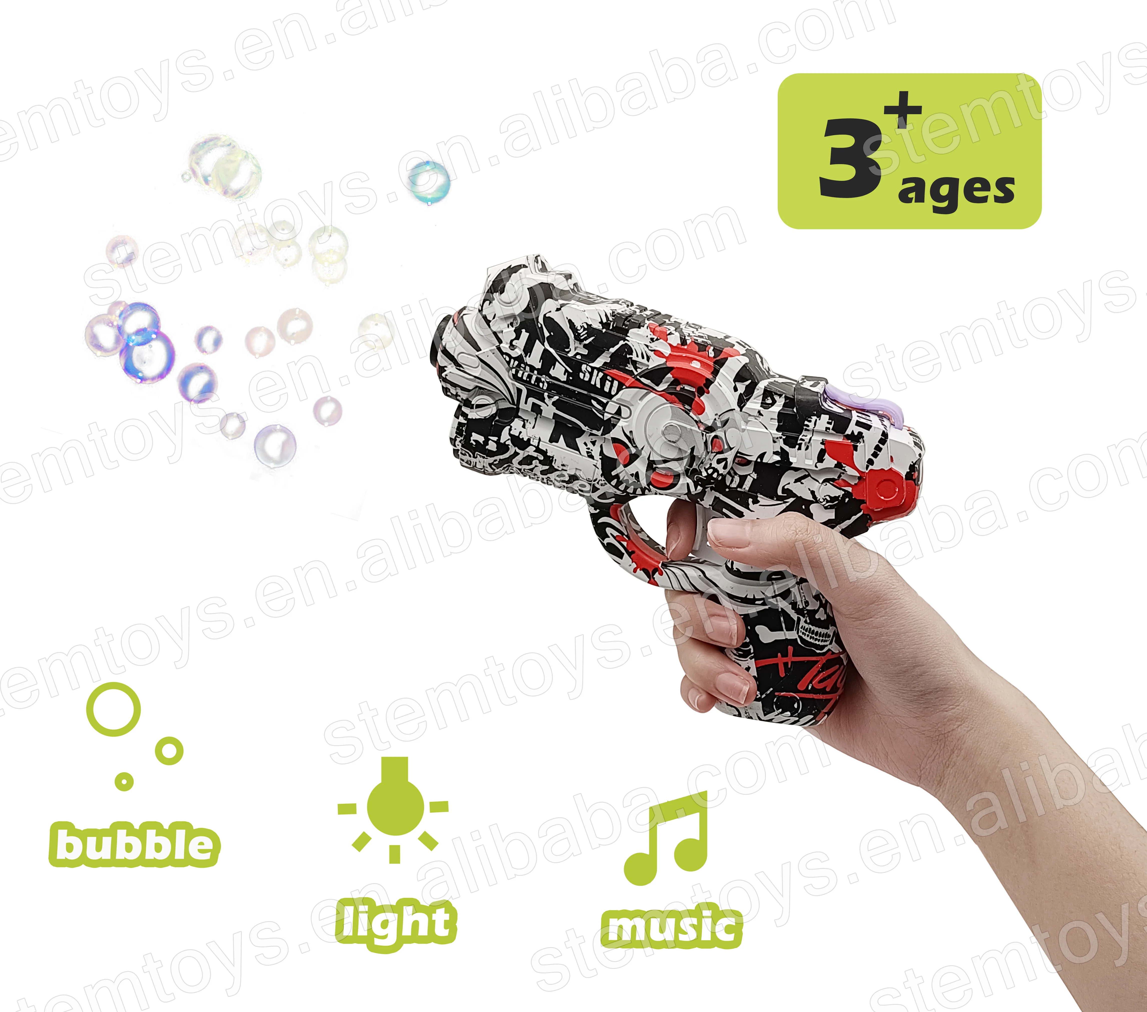 2022 New Arrival Auto Bubble Light Sounds Toy Gun High-Speed Plastic Pistol Outdoor Toys Water Bullet Super Grow Future Thinking