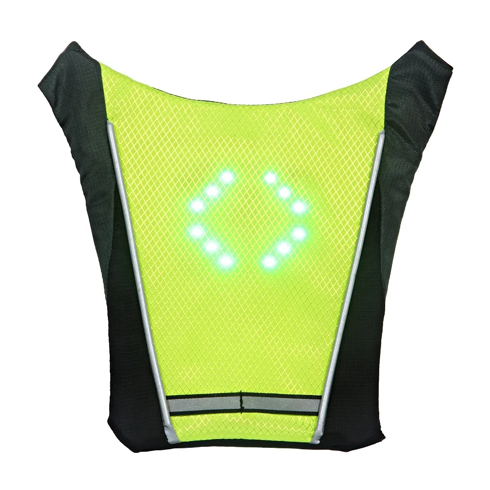LED Turn signal Light Bike Cycling Backpack for Outdoor Night Sports 18cm  Amber Led Turn signal Lights Black Safety Vest