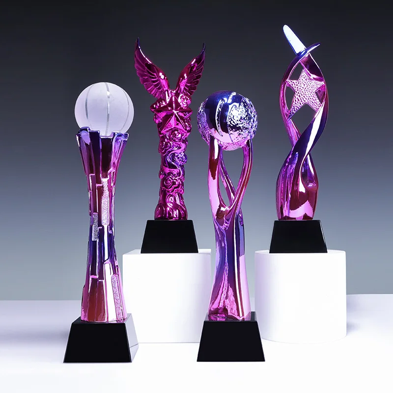 Factory New Design Custom Crown Trophy Resin Crystal Glass Award for Sports UV Printed supplier