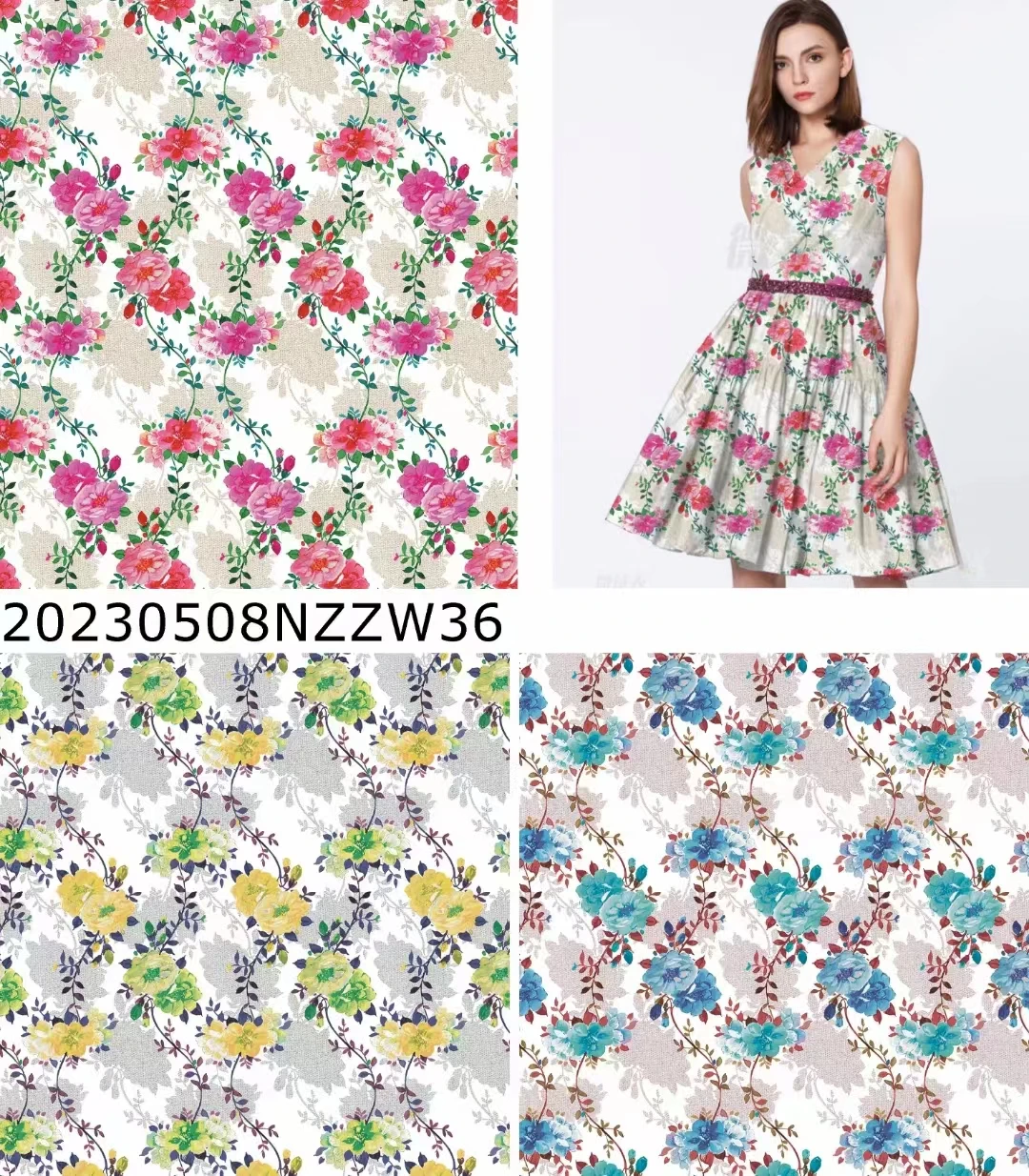 100% шелковая ткань с цветочным принтом для платья и пижамы