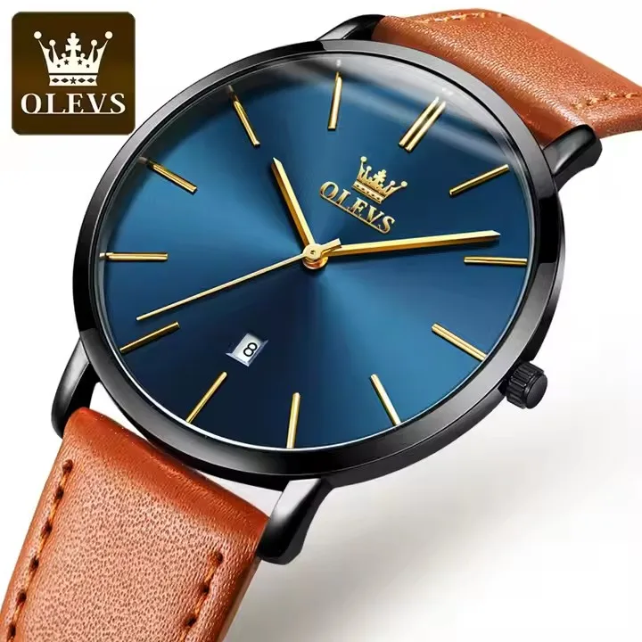 Men\'s Gold-Blue Ultra-Thin Minimal Waterproof Stainless Steel Band Buckle Watch Amazon.com: FIZILI Mens Watches Ultra-Thin Minimalist  main image 4
