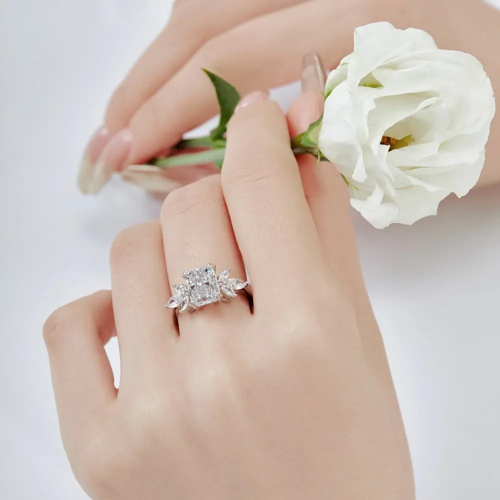 KAKODIY Matte Customized 925 Sterling Silver Oval Cut Czirconium Cubic Zirconia Ring Women Wedding Engagement Ashlar Stone Ring detail 4