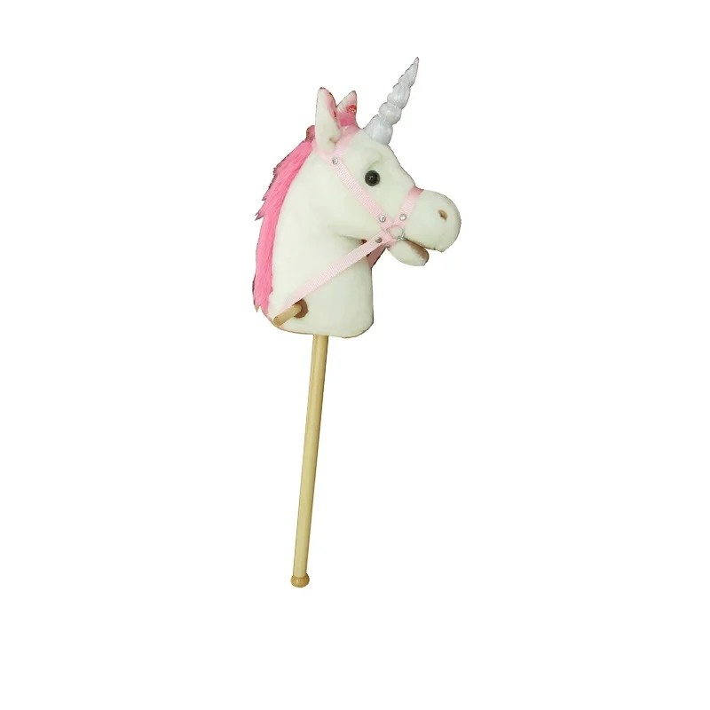 New Unicorn Hobby Horse Stick Head Riding Plush Toy Horse Riding Stick With  Horse Sounds