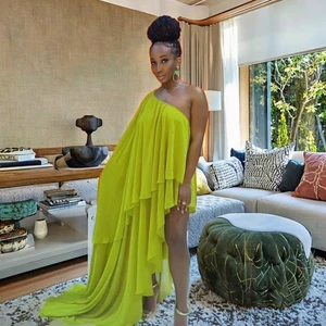 Women's One Shoulder Summer Vacation Beach Party Dress Solid Color Floor-Length Irregular One Size Plain Dyed