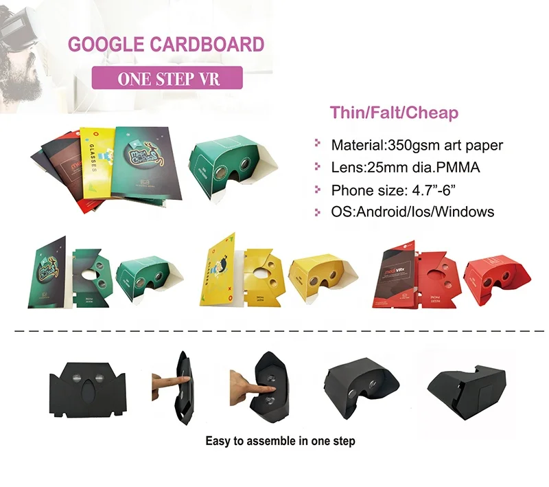 Cheap Flat Foldable Mailing VR Cardboard 3D Sex Videos VR Viewer Virtual Reality VR Glasses for IOS Android Smartphones