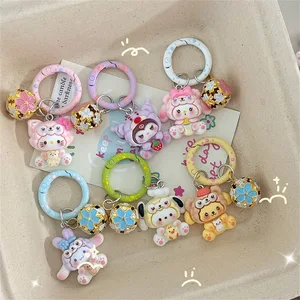 New Sanrio - Style Cartoon Keychains with Bells: Cute Bag Charms, Girly Accessories for Students, Gifts for Girlfriends
