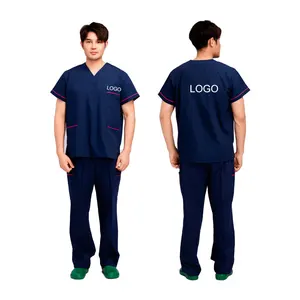 Wholesale Custom Men Women Hospital Medical Nurse Short Sleeve Scrubs Uniforms Sets Workwear Doctors Scrub Suits