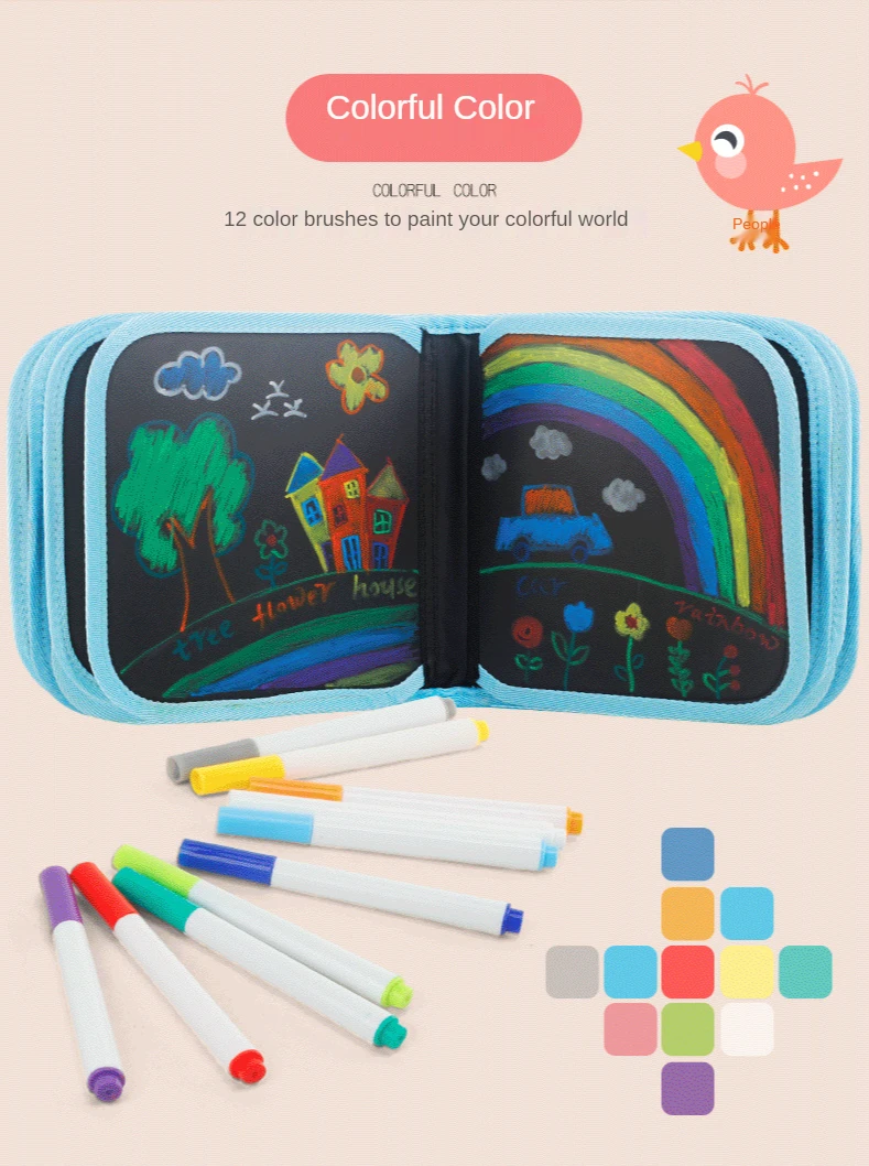 Kids Erasable Doodle Book Set Toddler Activity Toys Reusable Drawing