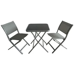 Набор из 3 белых складных металлических столов и стульев для бистро