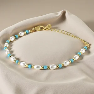 Muxcor High Quality Copper Resin Fashion Blue White Beaded Bracelet Vintage Modern Chinese Styles Unisex Wholesale