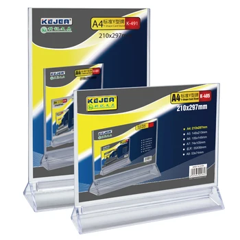 KEJEA PS Plastic Promotion A4 Leaflet Display Stands Double side Menu Card Holder Sign Price Name Card Label Stand