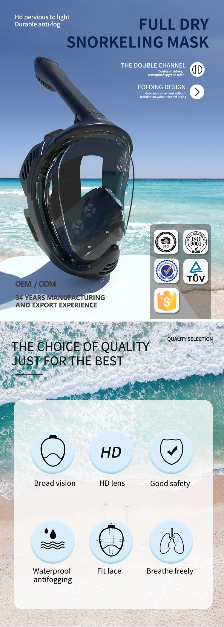 180 Degree Full View Adult Anti Leak Diving Mask scuba Full Face ...