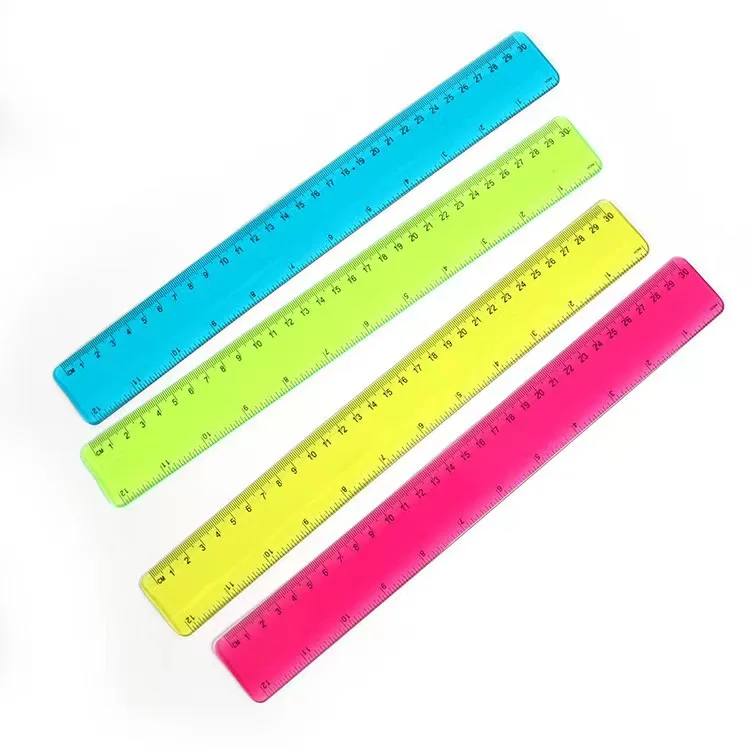 Lot De 8 Règles En Plastique 30 Cm - Transparentes, Avec Double Graduation Cm/pouces