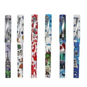 2026 Cheap Plastic Ball Pen Full Barrel Heat Transfer Printing Wrap Custom Pattern Printed Pen with Custom's Colour logo