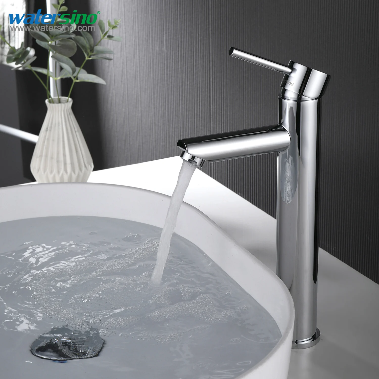 Grifos De Lavabo Montados En Cubierta De Latón Blanco, Grifo De Un Solo