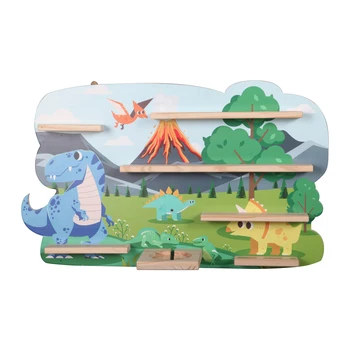 FSC&BSCI dinosaur wall mount wooden kid toy Toniebox storage Shelf,Tonie Magnetic Shelf for Toniebox and Figures