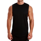 Men'S Gym Apparel Muscle Tank Top Bodybuilding Shirt 92% Polyester 8% Spandex Loose Fit DEEP CUT Men'S Weight Training Singlet