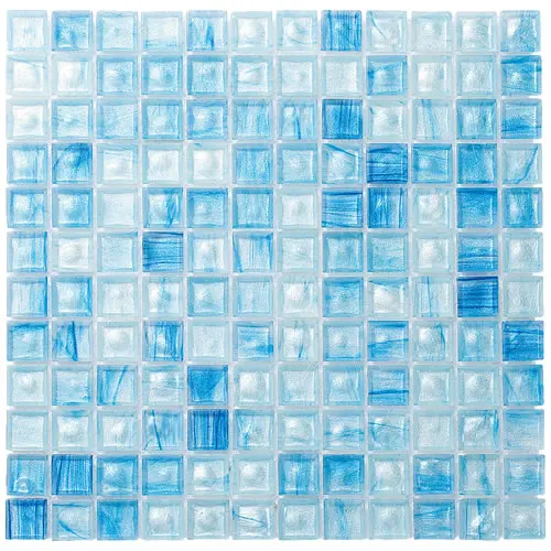 New building construction blue marble stone tiles swimming pool glass mosaic