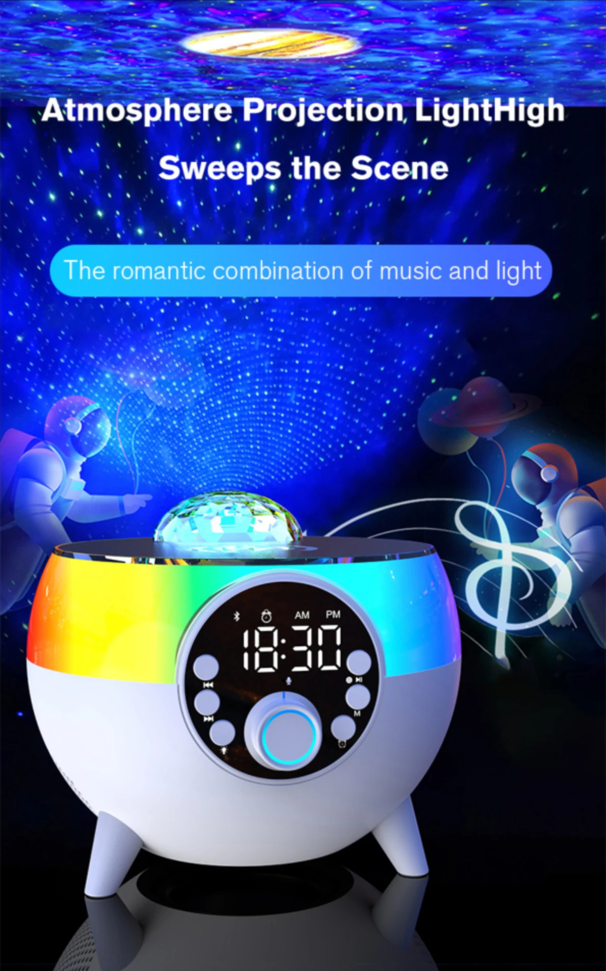 product led music lamp disco stage light alarm clock bluetooth speaker rgb atmosphere night light 15w wireless charge wireless speakers-37