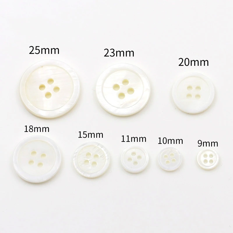 Multi-Size 4-Holes Shell Mother of Pearl Mop Shirt Buttons with Sequins Eco-Friendly Decorative Features