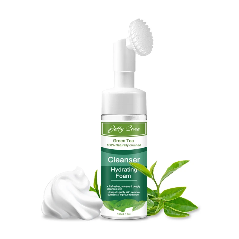 Custom Private Label Natural Moisturizing Deep Cleansing Green Tea Foam Face Wash for Face Cleansing Facial Cleanser