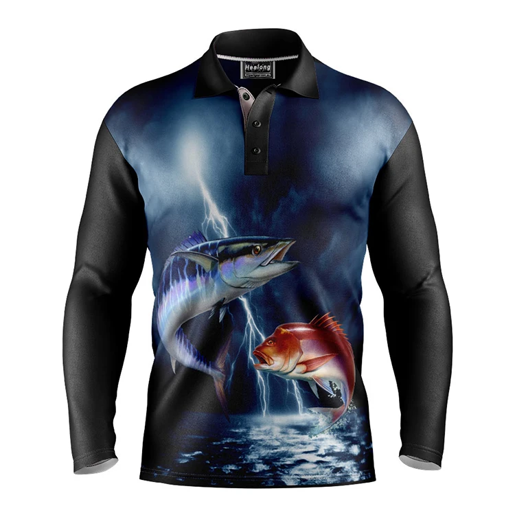 Custom Sublimation Fishing Wear Long Sleeve Fishing Jersey Polyester Uv ...