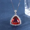 Red glass pendant with chain