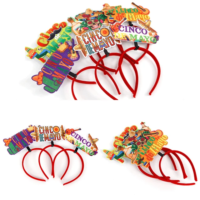 Mexico May Party Supplies Hair Hoops Jewelry Festival Party Dressing Red Headbands Hair Decor