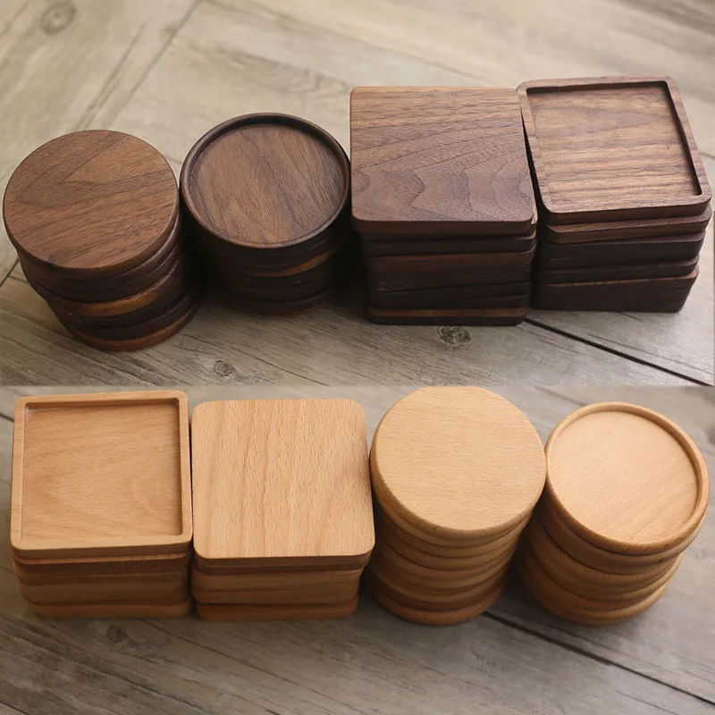 WLWNWFT Posavasos Para Bebidas Absorbentes Con Soporte, Posavasos De Corcho De Madera De Acacia Para Mesa De Café, Posavasos De Mesa De Madera Para Escritorio De Granja, Posavasos Extra Grandes, Juego De 6